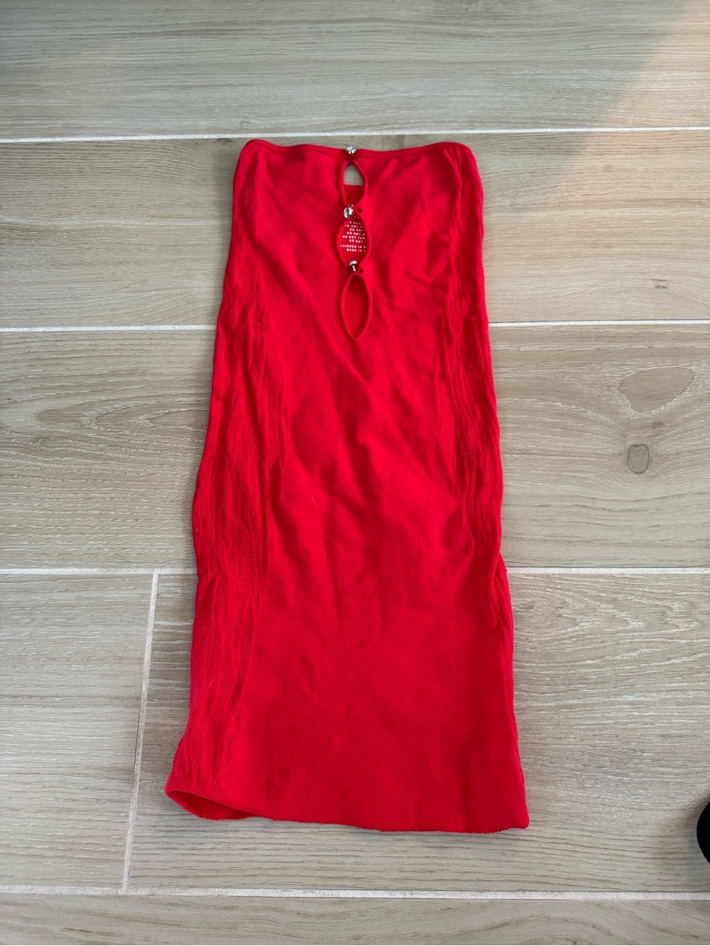 White Fox Boutique Red Strapless Mini with Front Keyhole Accent